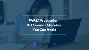 FAFSA Mistakes- mom staring at a computer looking frustrated