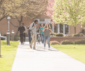 Students walking on campus