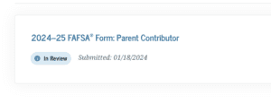 screenshot of parent contributor submitted form