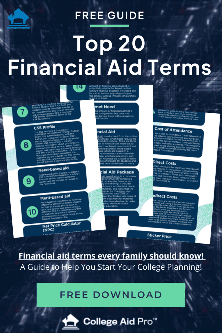 top 20 financial aid terms