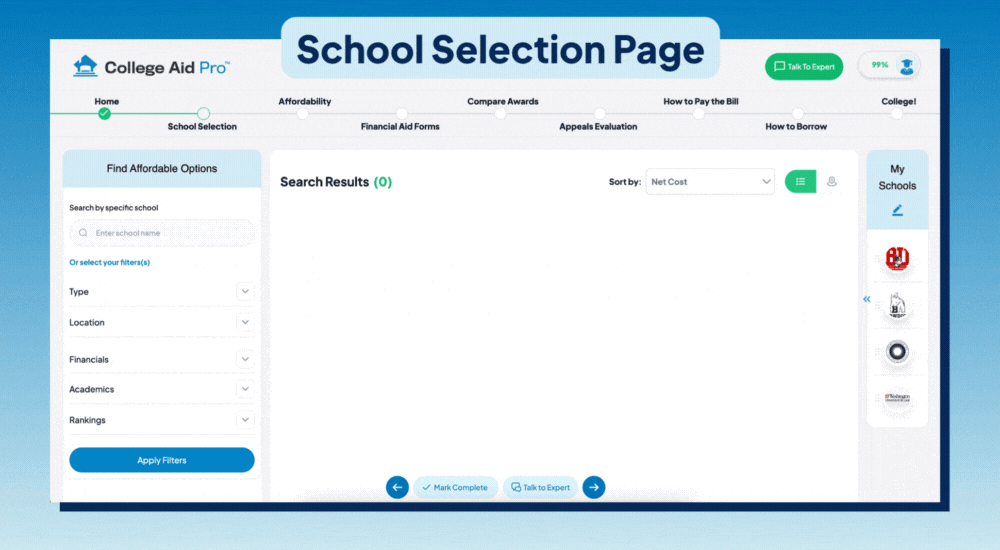 MyCAP 2.0, College Search, College Search Engine