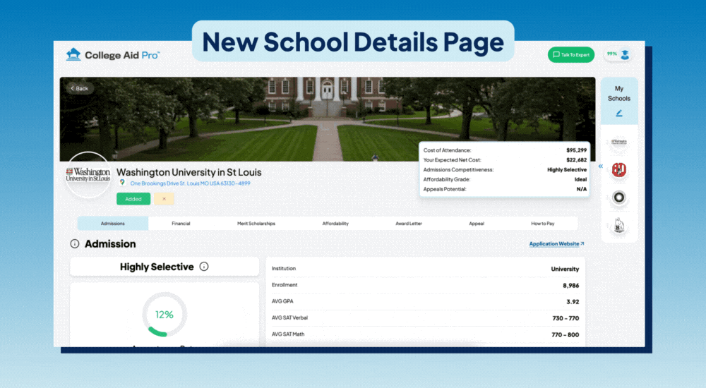 mycap 2.0, financial aid, merit scholarships, college planning