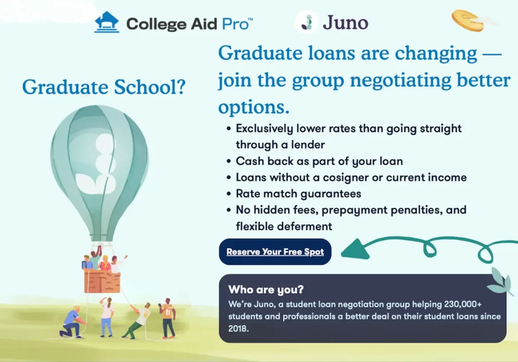 graduate student loan changes 2026, CAP x Juno