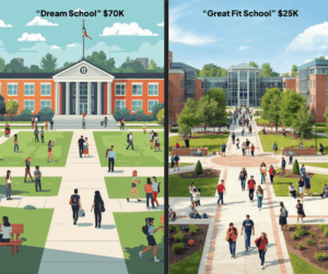 Comparison of expensive dream school versus affordable great fit college