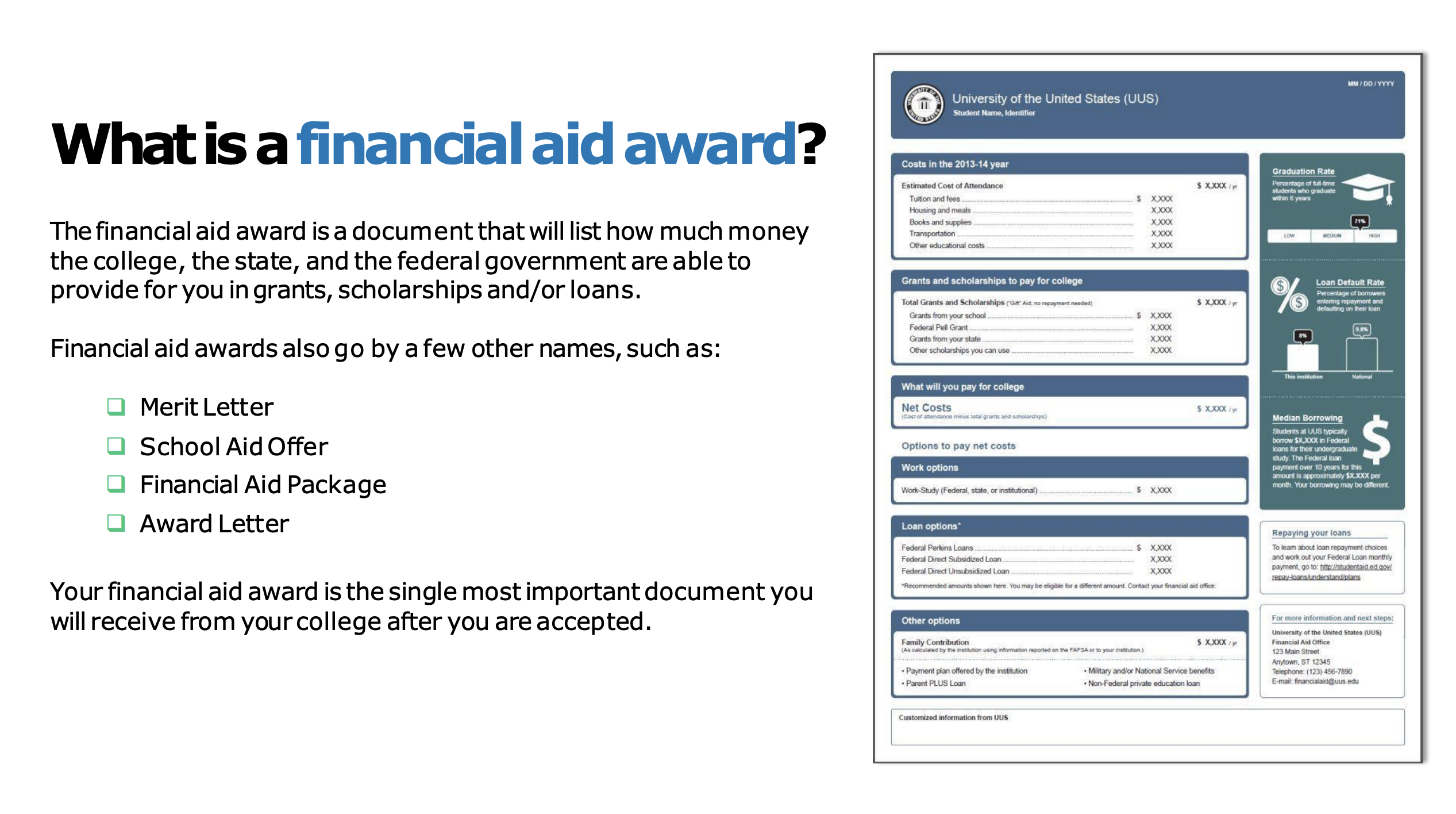 Understanding College Financial Aid Award Letters 2 financial aid award, letters