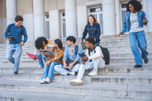 happy college students