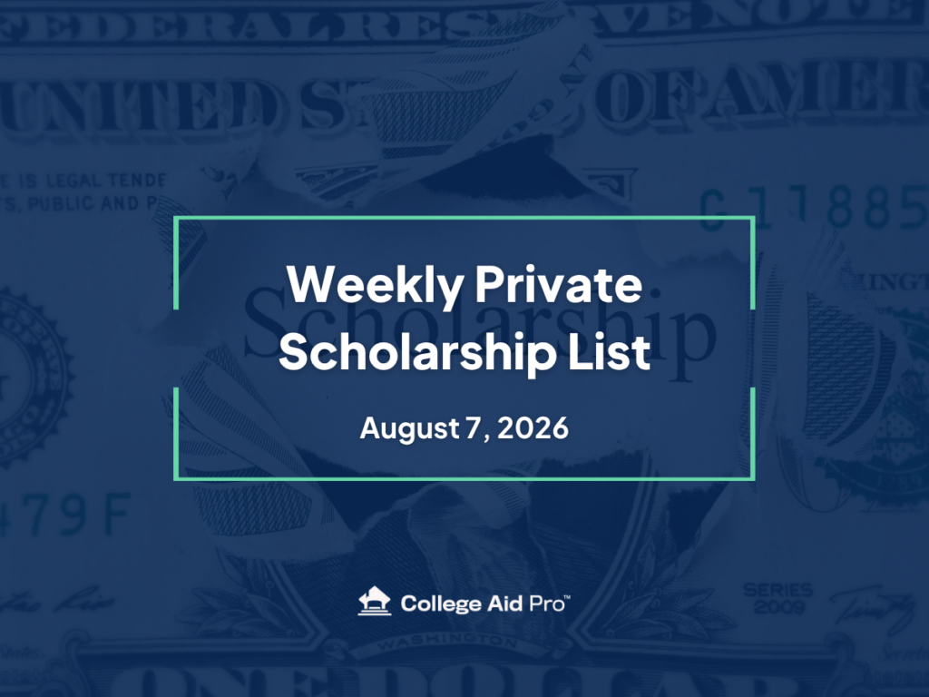 Top 20 Private Scholarship Opportunities for August 10th - 31st, 2026
