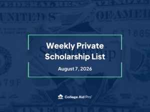 Top 20 Private Scholarship Opportunities for August 10th - 31st, 2026